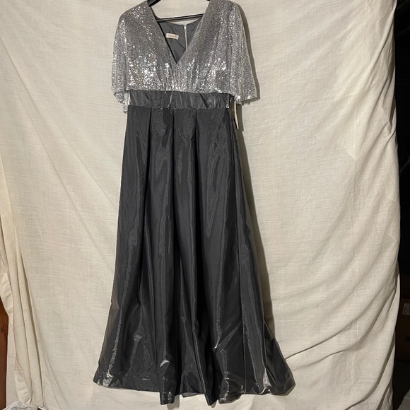 TS Couture Ladies Silver Gray Prom, Ball, Formal Maxi Gown. Bling, Glittery NWT - Picture 1 of 16